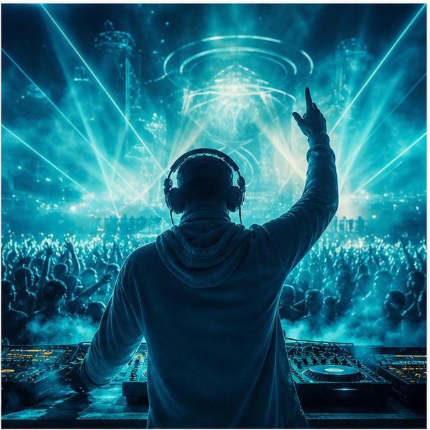 Portada de muestra de música electrónica utilizada como avatar del equipo de juego.